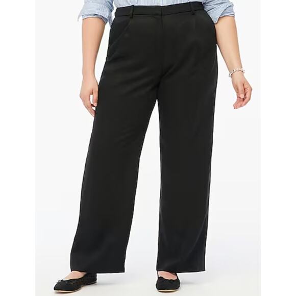 NWT J. Crew Wide Leg Pleat Twill Trouser Pants 14 14T Tall Tencel BX579 J.Crew - Picture 1 of 5